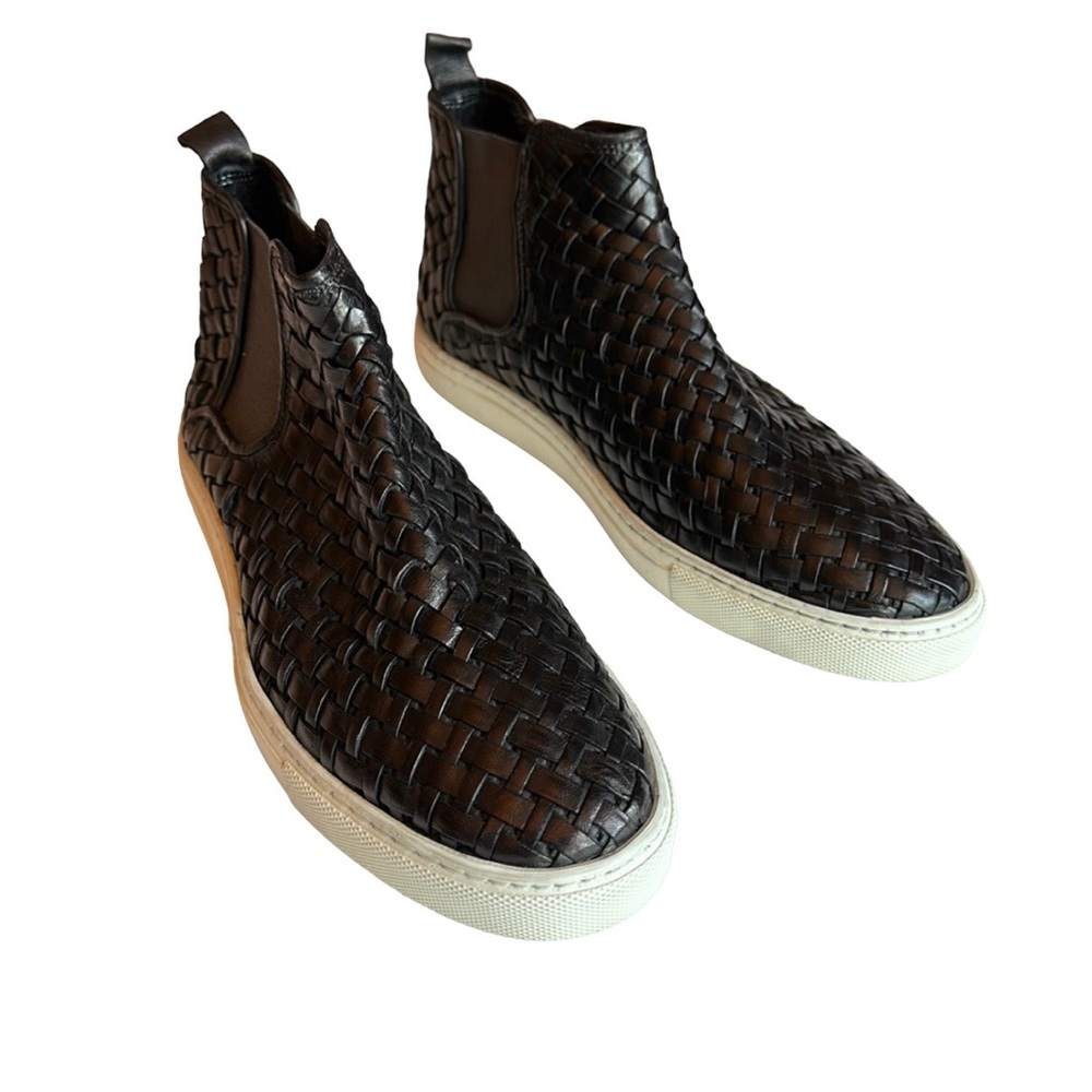 ERNESTO DOLANI woven black leather ankle boots, size 38 EU, never worn